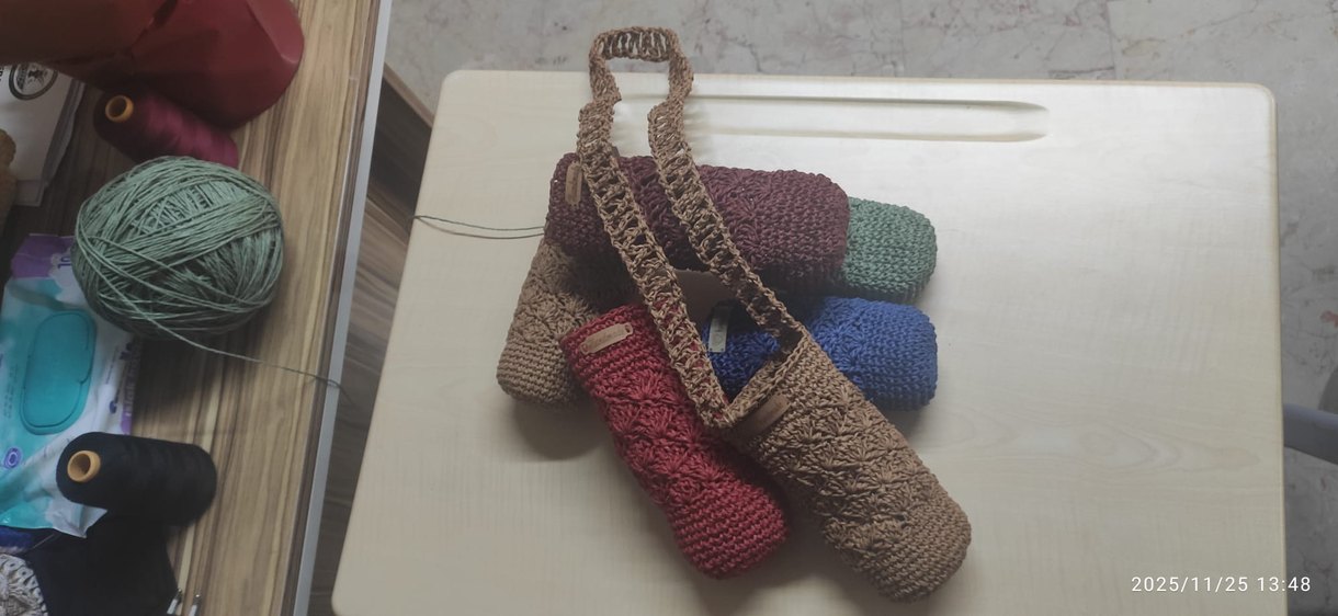 Nakışlı Çok Renkli Örgü Kadın Çapraz Çanta - Görsel 2