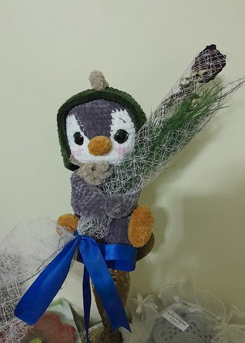 Gri Peluş Oyuncak Penguen - Görsel 3