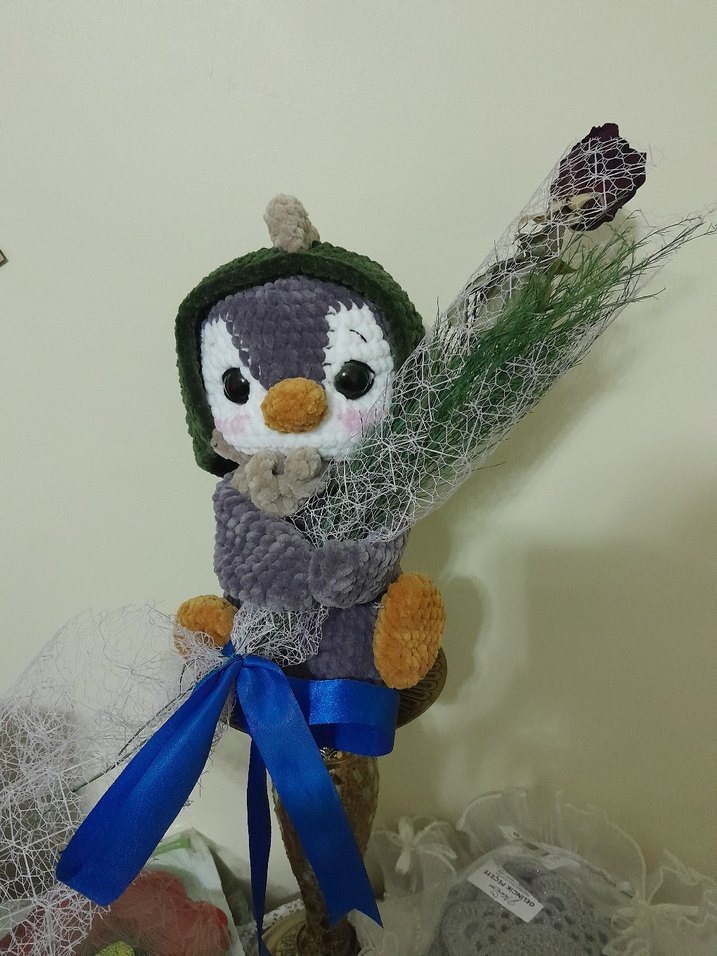 Gri Peluş Oyuncak Penguen - Görsel 3