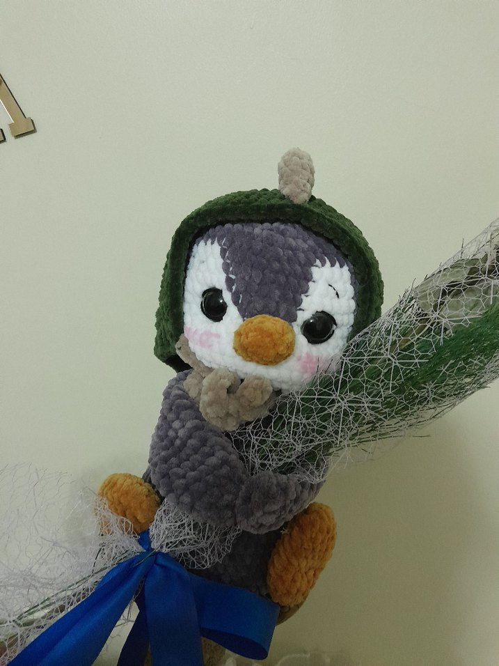 Gri Peluş Oyuncak Penguen - Görsel 2