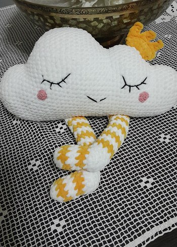 Sarı Detaylı Bulut Peluş Oyuncak - Görsel 2