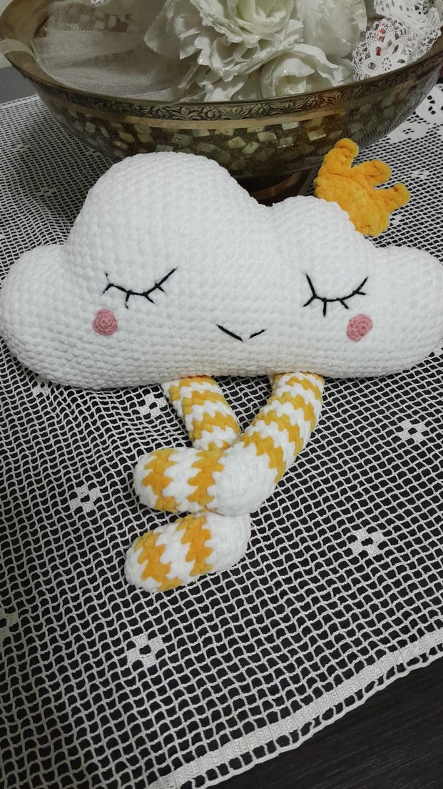 Sarı Detaylı Bulut Peluş Oyuncak - Görsel 2