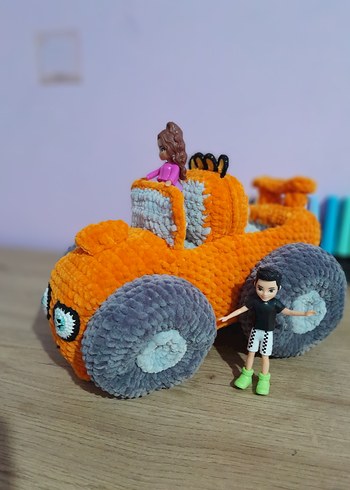 Turuncu Peluş Oyuncak Traktör - Görsel 2