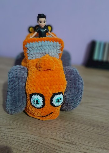 Turuncu Peluş Oyuncak Traktör - Görsel 9