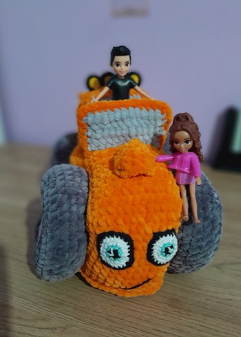 Turuncu Peluş Oyuncak Traktör - Görsel 4