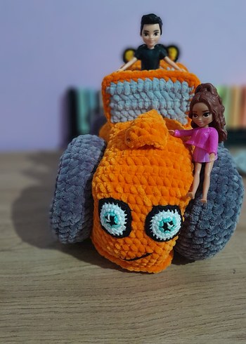 Turuncu Peluş Oyuncak Traktör - Görsel 5