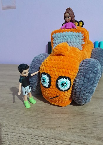 Turuncu Peluş Oyuncak Traktör - Görsel 6