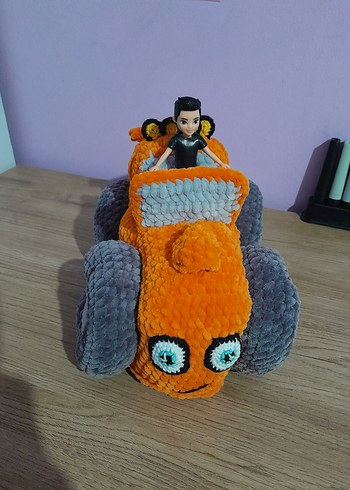 Turuncu Peluş Oyuncak Traktör - Görsel 8