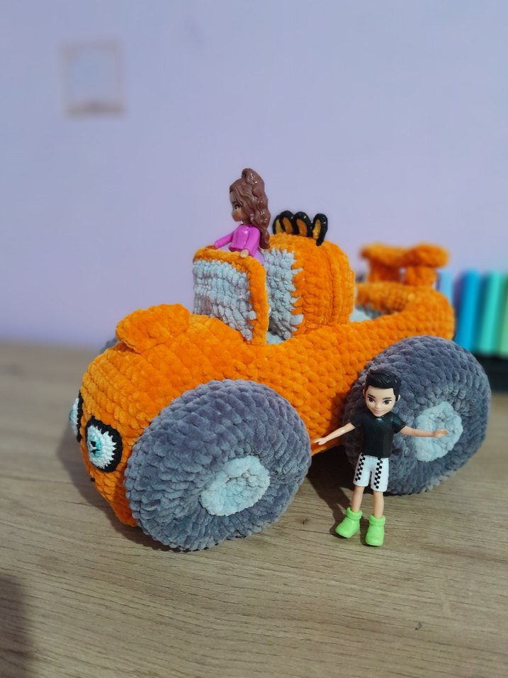 Turuncu Peluş Oyuncak Traktör - Görsel 2