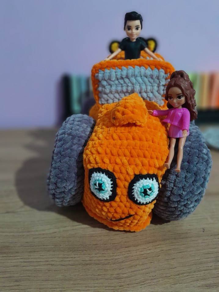 Turuncu Peluş Oyuncak Traktör - Görsel 5