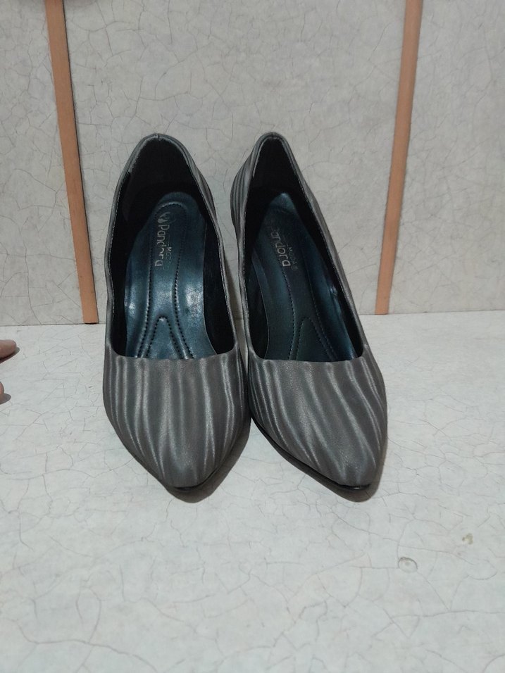 Gri Zebra Desenli Pileli Stiletto - Görsel 2