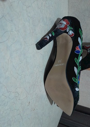 Nakışlı Boncuklu Siyah Stiletto - Görsel 6