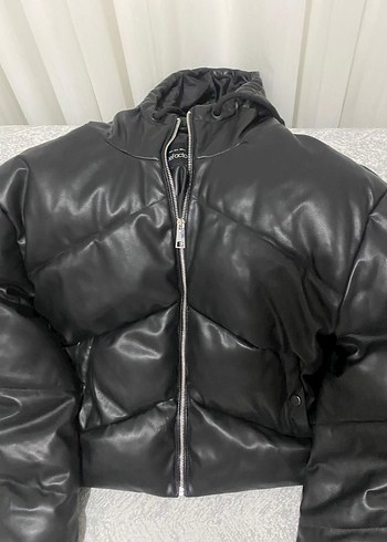 DeFacto siyah Deri Fermuarlı Kadın Kışlık Mont - Görsel 2