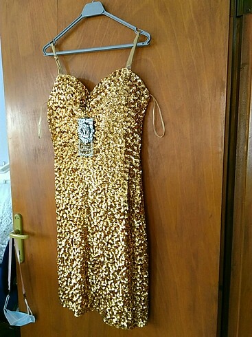 Gold abiye elbise