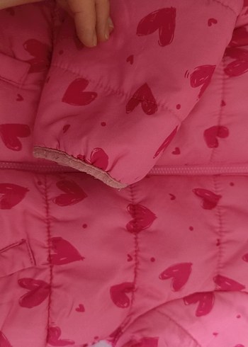 Kız Çocuk Kapüşonlu Pembe Fermuarlı Mont - Görsel 5