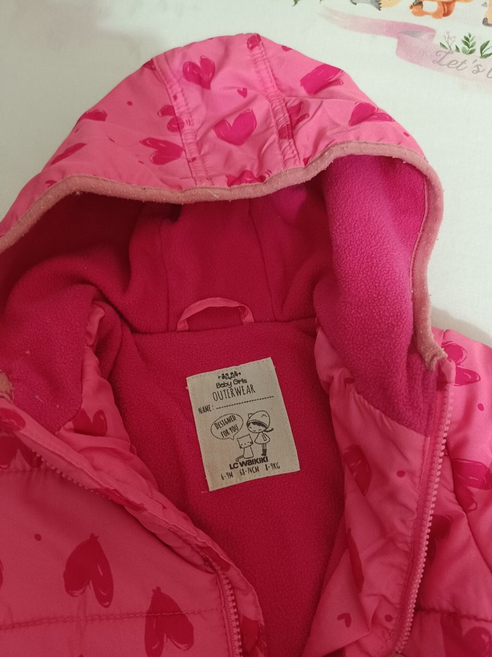 Kız Çocuk Kapüşonlu Pembe Fermuarlı Mont - Görsel 4