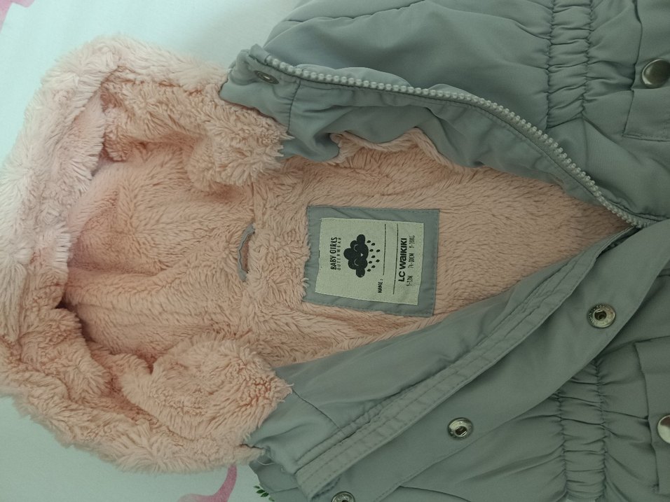 Düğmeli Gri Kız Çocuk Ceketi - Görsel 4