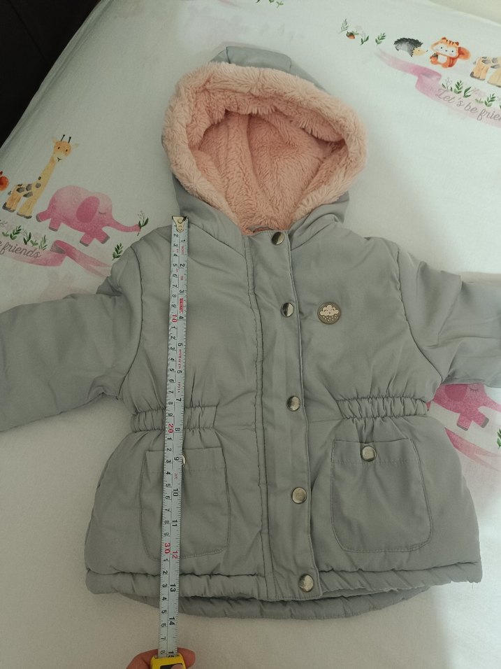 Düğmeli Gri Kız Çocuk Ceketi - Görsel 2