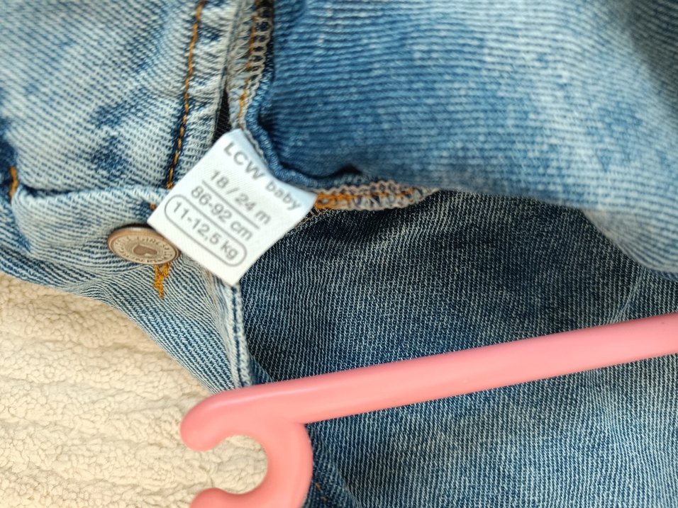 Kız Çocuk Mavi Bağlama Desenli Bol Kesim Denim Tulum - Görsel 4