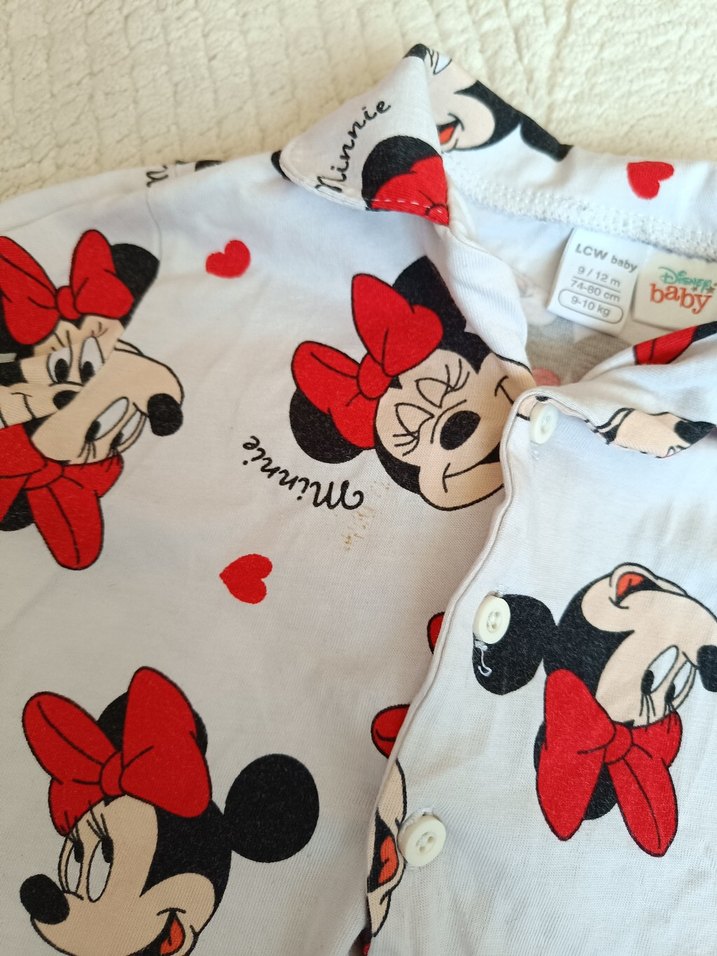 Uzun Kollu Minnie Mouse Baskılı Kız Pijaması - Görsel 3