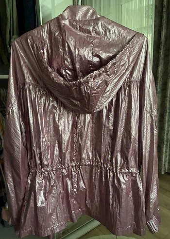 Perspective Pembe Parlak Piliseli Midi Kadın Ceket - Görsel 5