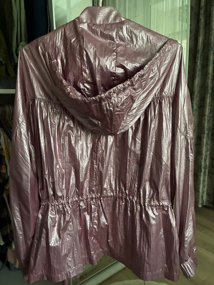 Perspective Pembe Parlak Piliseli Midi Kadın Ceket - Görsel 5