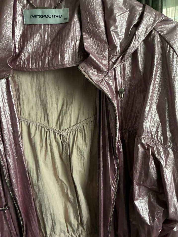 Perspective Pembe Parlak Piliseli Midi Kadın Ceket - Görsel 4