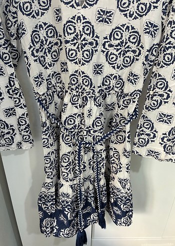 Bohem Desenli Bağlamalı Elbise - Görsel 4