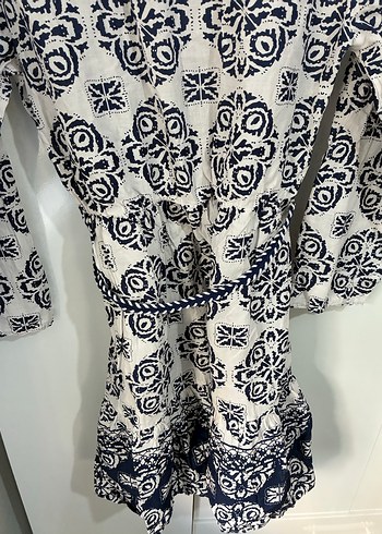 Bohem Desenli Bağlamalı Elbise - Görsel 6