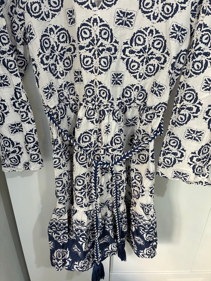 Bohem Desenli Bağlamalı Elbise - Görsel 4