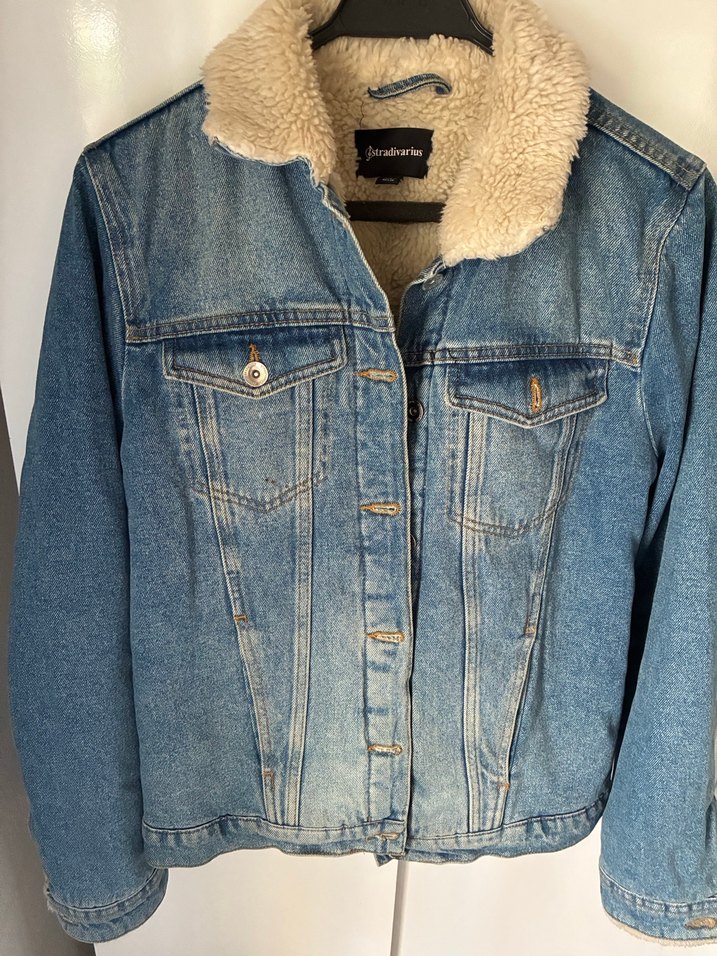 Stradivarius Düğmeli Kadın Mavi Denim Ceket - Görsel 2