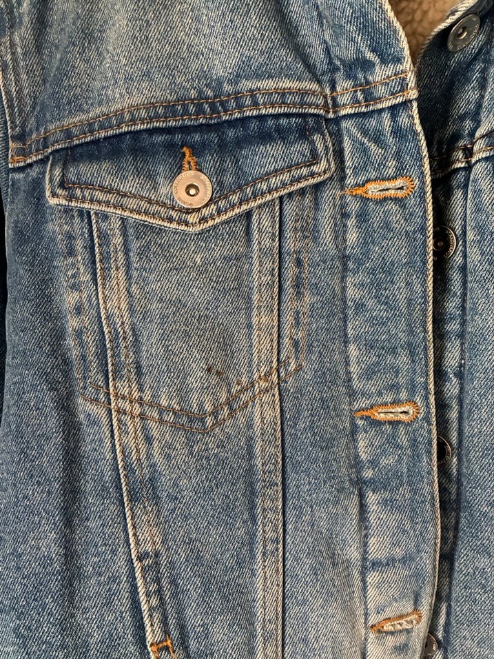Stradivarius Düğmeli Kadın Mavi Denim Ceket - Görsel 4
