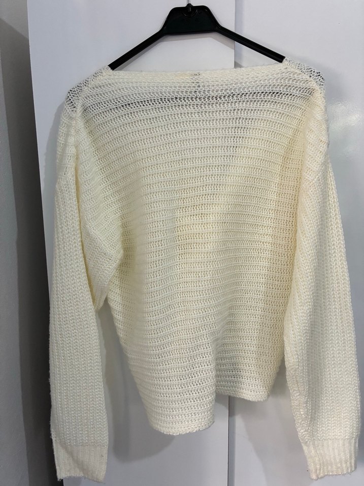 H&M Beyaz Örgü Kadın Triko Kazak - Görsel 5