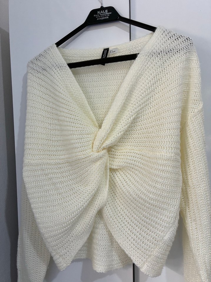 H&M Beyaz Örgü Kadın Triko Kazak - Görsel 4