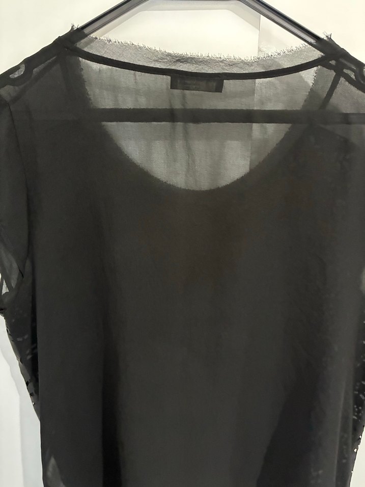 Zara Dantel Detaylı Siyah Gri Kolsuz Bluz - Görsel 5