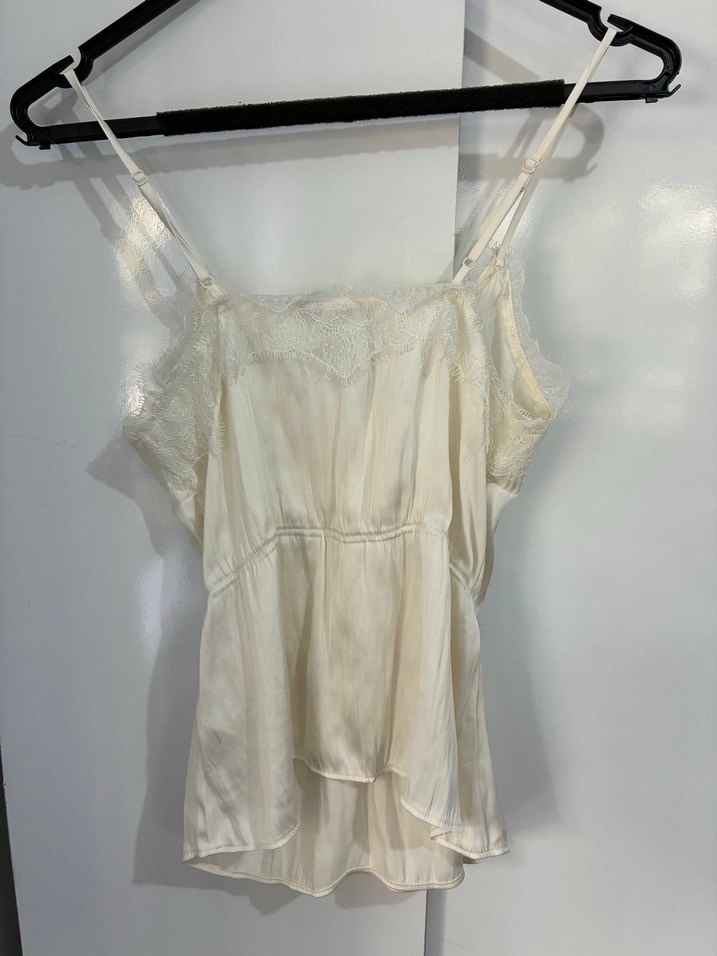 H&M Dantel Detaylı Beyaz Askısız Kadın Bluz - Görsel 4