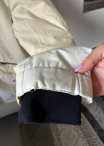 Bershka Kürk Detaylı Beyaz Midi Kadın Kışlık Ceket - Görsel 7