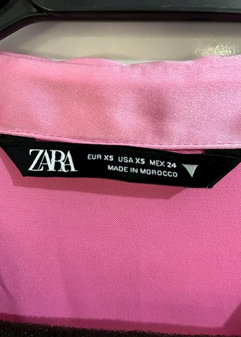 Zara Pembe Saten Mini V Yakalı Kadın Elbise - Görsel 7