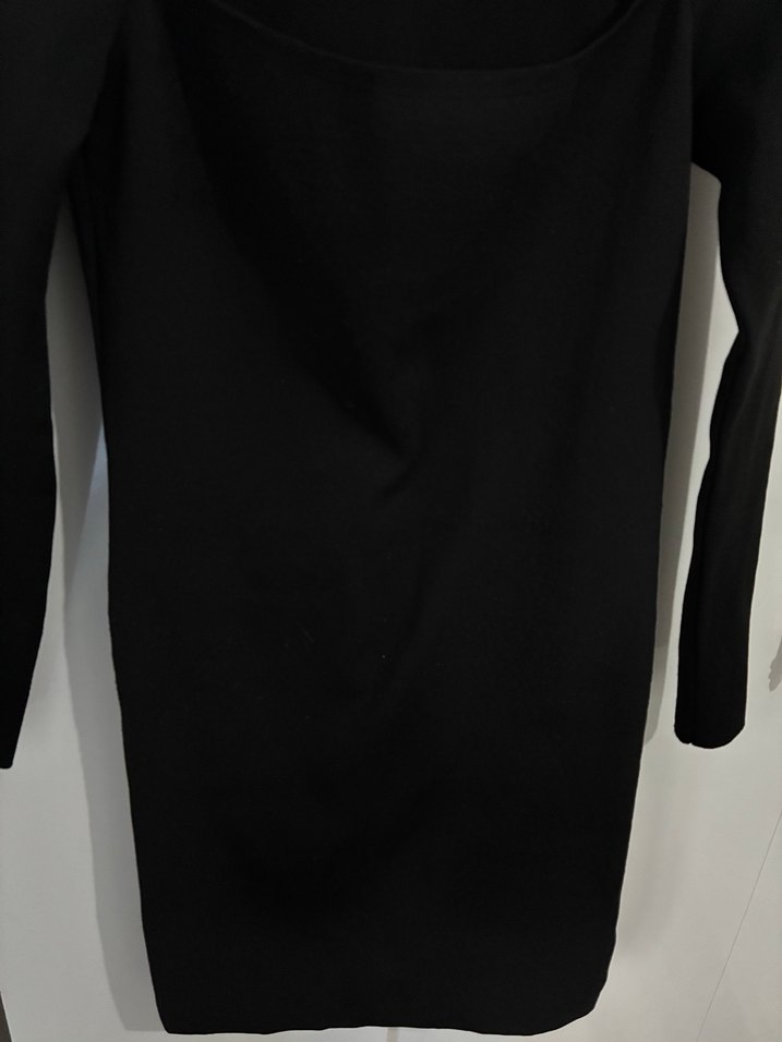 Siyah Yaka Detaylı Uzun Kollu Triko Elbise - Görsel 3