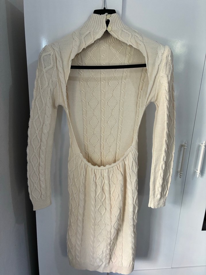 Sırt detaylı kazak elbise - Görsel 2