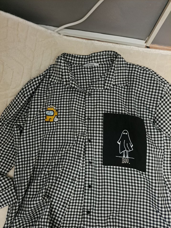 Düğmeli Kareli Kadın gömlek - Görsel 2