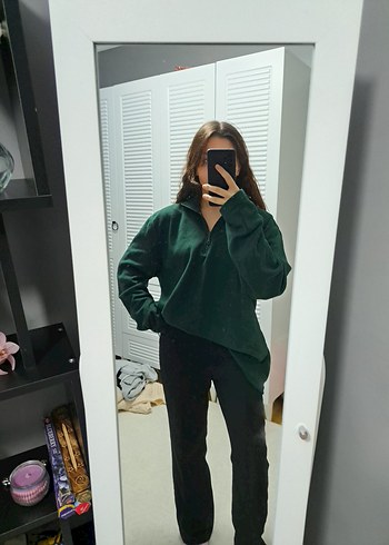 Erkek Yeşil Fermuarlı Yarım Balıkçı Polar - Görsel 2