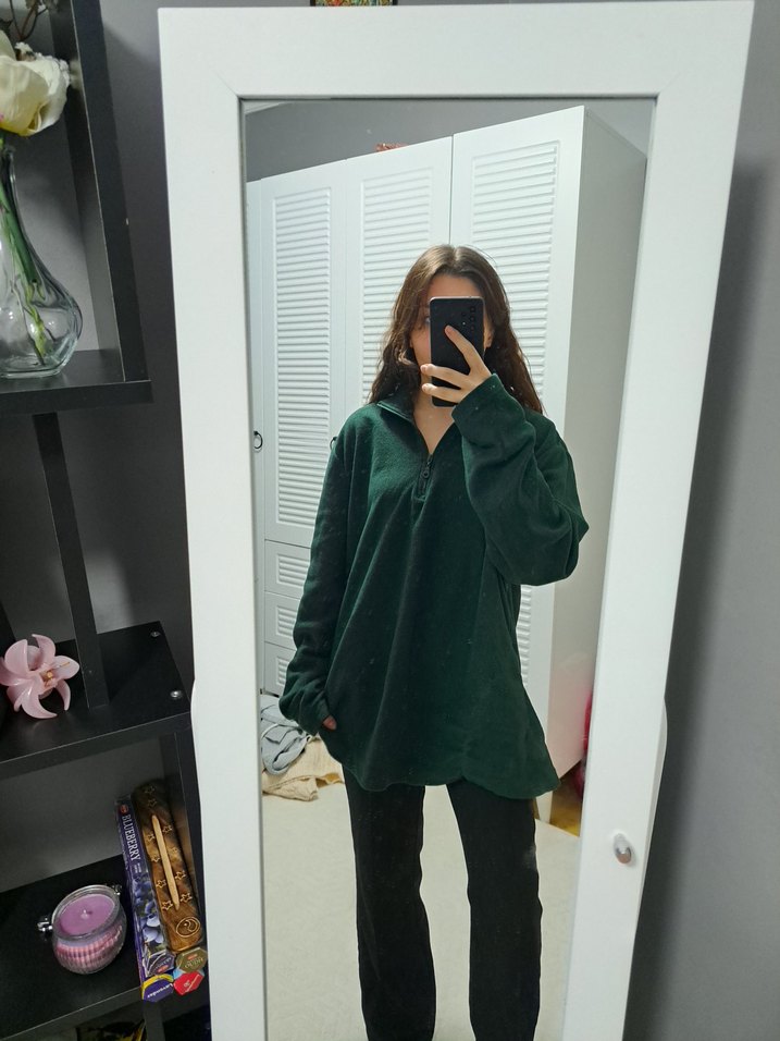 Erkek Yeşil Fermuarlı Yarım Balıkçı Polar - Görsel 3