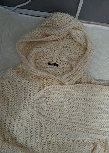 örgü kapşonlu kazak - Görsel 2