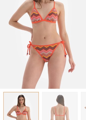 Turuncu Bağcıklı Mini Bağlamalı Bikini