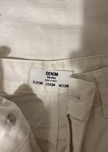 Bershka Beyaz Kadın Pamuk Normal Kesim Jean