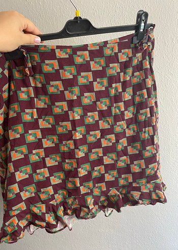 Yargıcı Yargıcı Bordo Bohem Midi Etek, Salaş Kesim