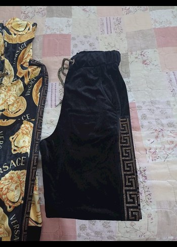 Versace Kadın Kapüşonlu Baskılı Altın Renk Eşofman Takımı