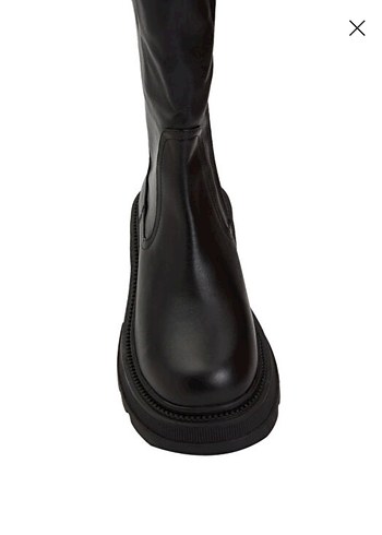 Siyah Deri  Dizüstü çizme Bot - Görsel 3