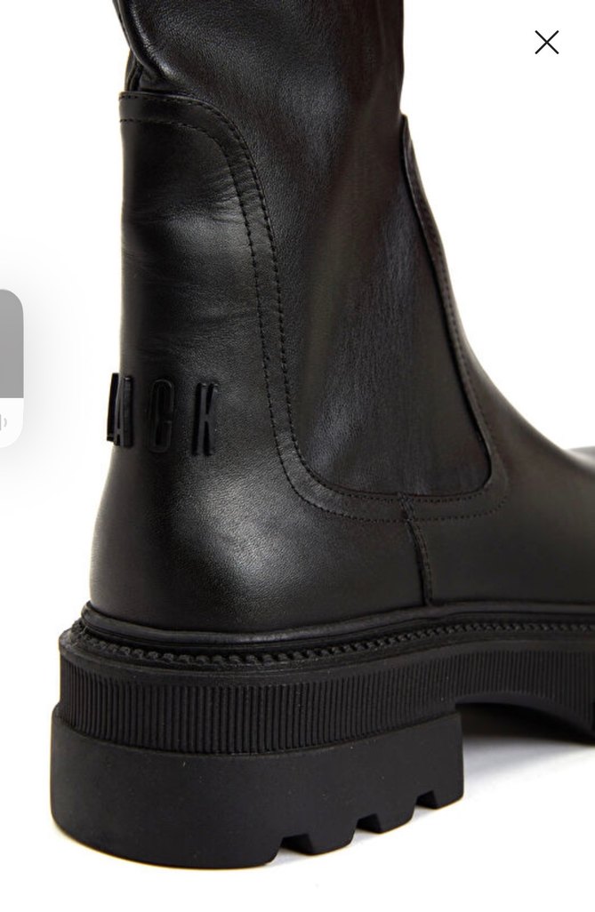Siyah Deri  Dizüstü çizme Bot - Görsel 4